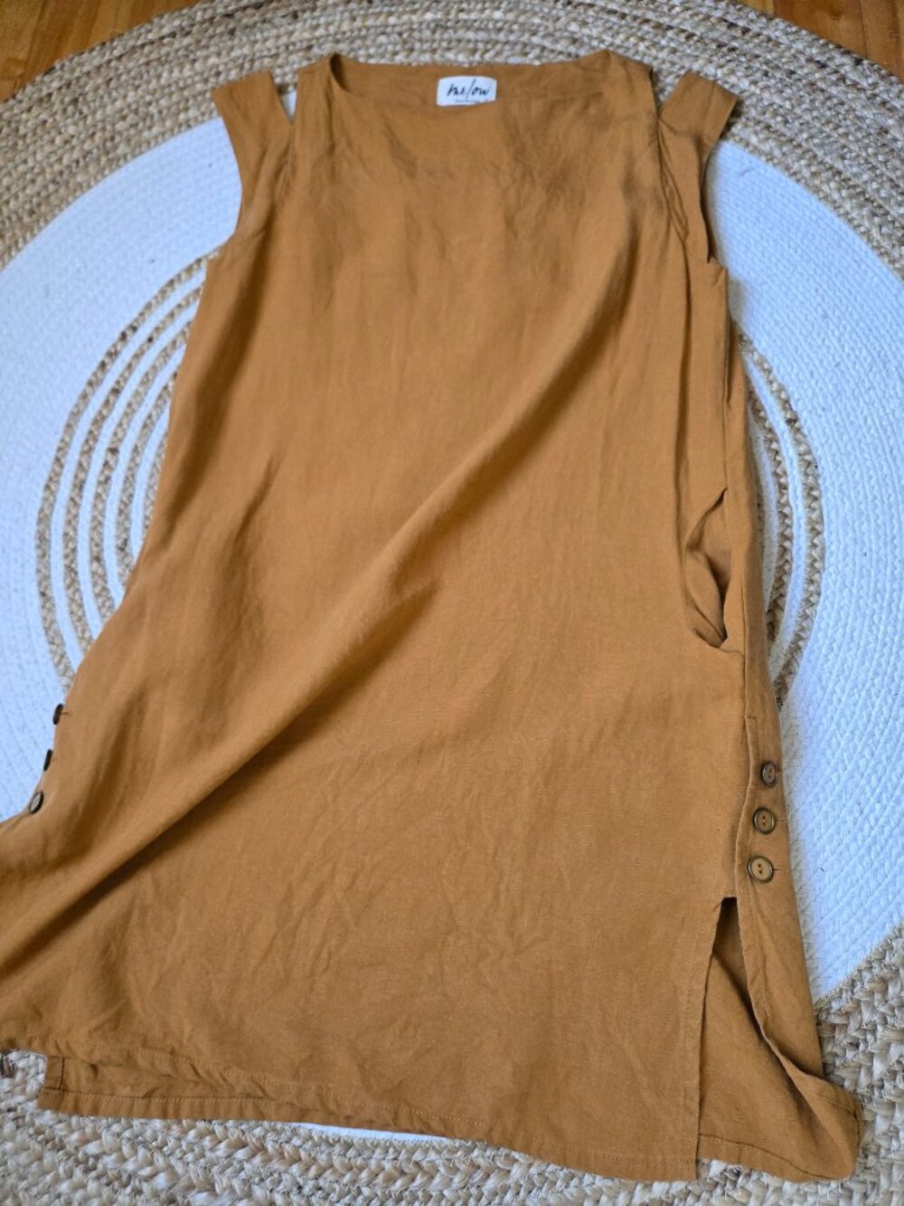 Mustard Linen Sleeveless Mini Dress